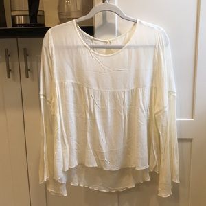 Hollister White Flowy Peasant Top